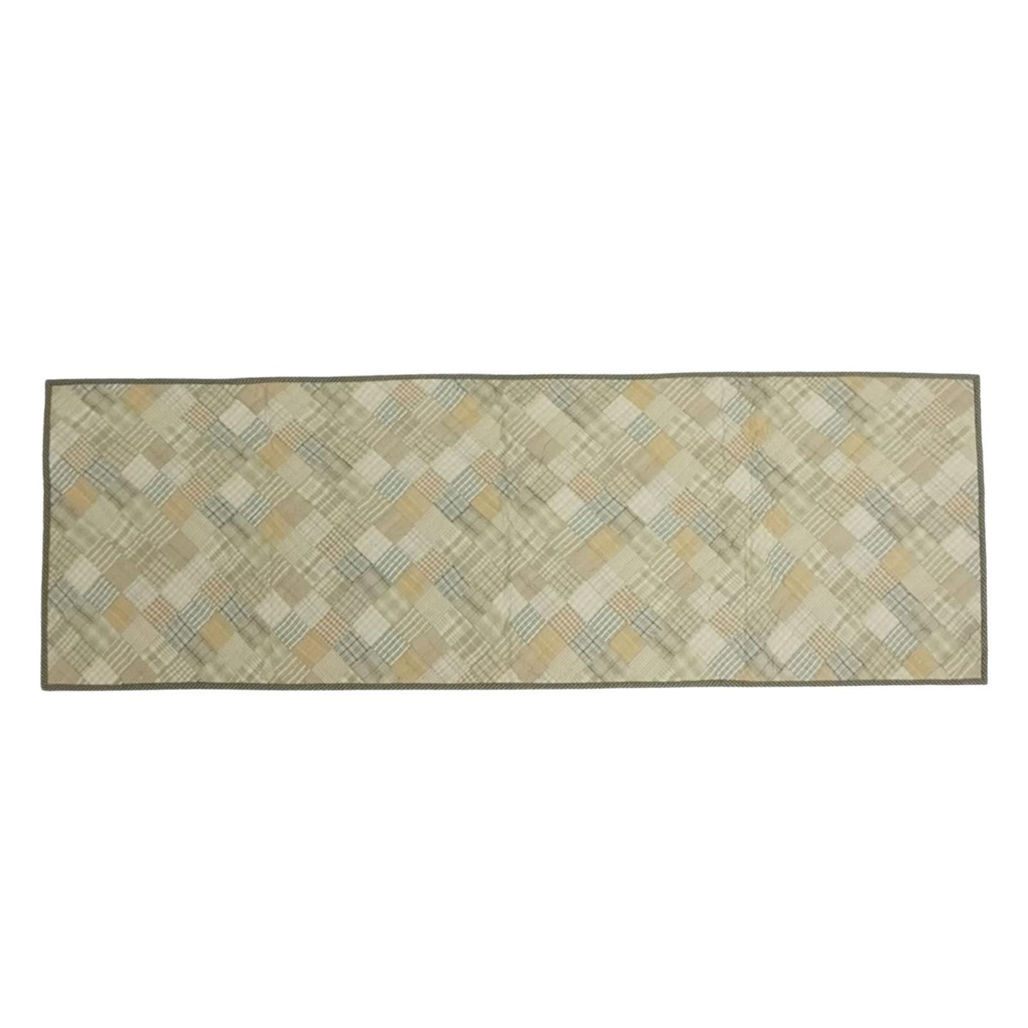 Hand Quilted patchwork Table Runner & Toppers 16"X46" Calico Country Light square plaid Table runner by HOME HEART Brands(made in INDIA)