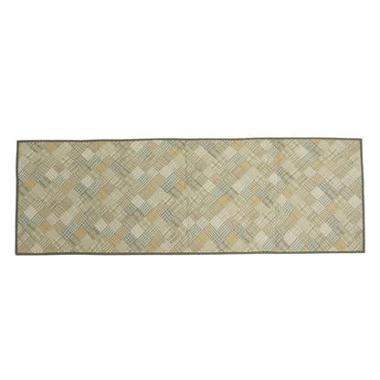 Hand Quilted patchwork Table Runner & Toppers 16"X46" Calico Country Light square plaid Table runner by HOME HEART Brands(made in INDIA)