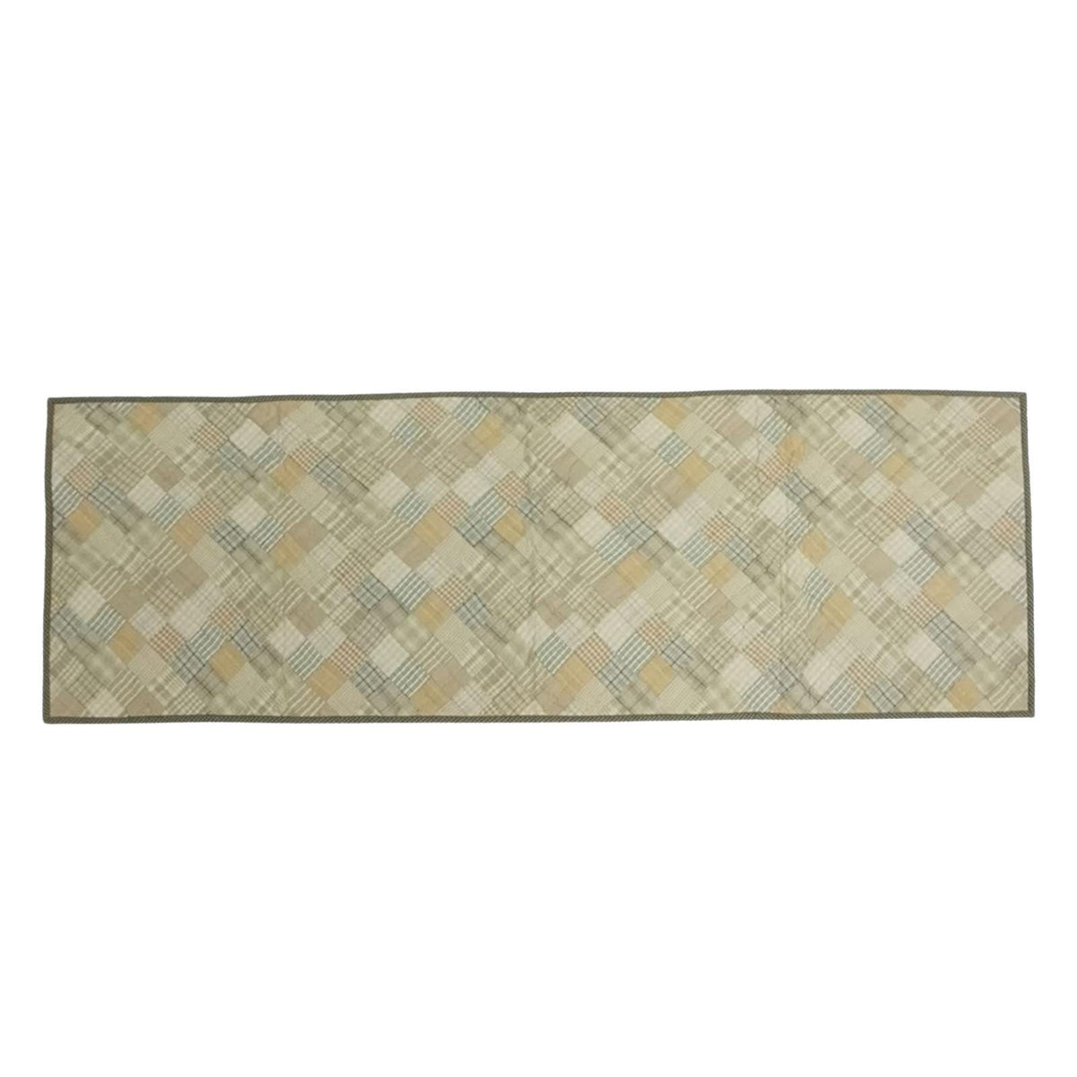 Hand Quilted patchwork Table Runner & Toppers 16"X46" Calico Country Light square plaid Table runner by HOME HEART Brands(made in INDIA)