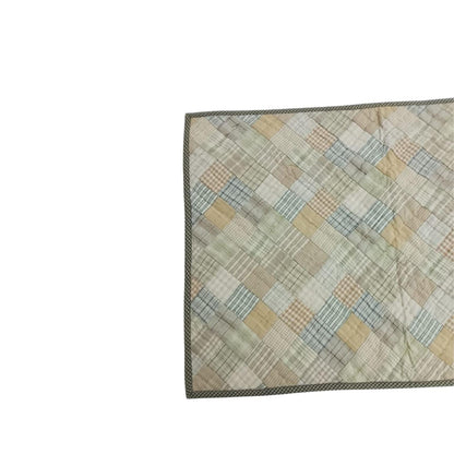 Hand Quilted patchwork Table Runner & Toppers 16"X46" Calico Country Light square plaid Table runner by HOME HEART Brands(made in INDIA)