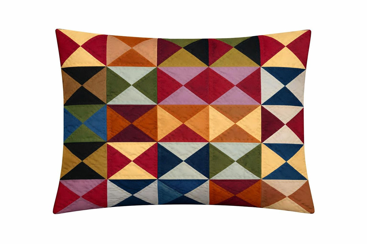 Pillow sham hand Quilted Country Farmhouse Primitive pinwheel Cotton pillow cover Quilt Vintage Country patchwork case ,Pillow Cover