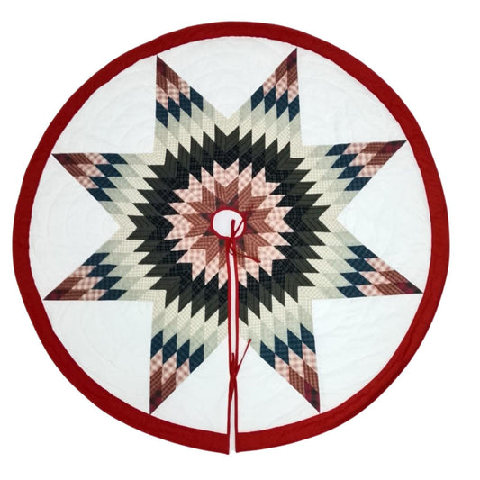 Christmas tree skirt patchwork Heritage Lone Star 60" hand Quilted calico plaid Christmas Tree Skirt by HOME HEART Brands( Made in India)