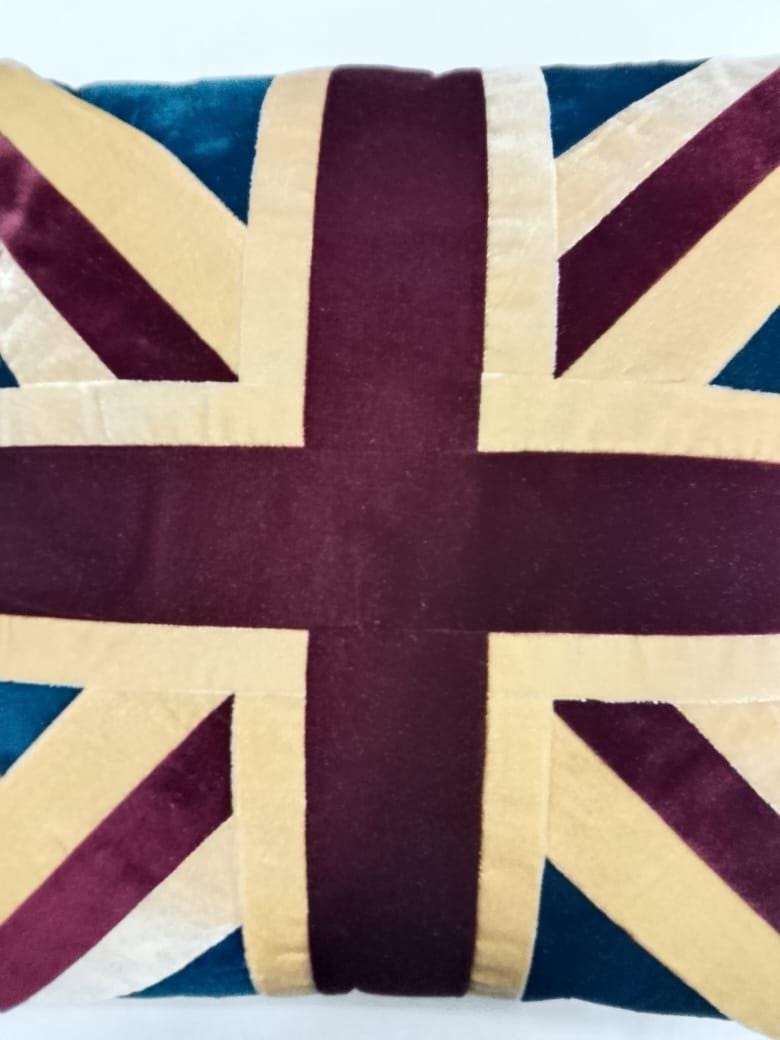 Velvet Royal Union Jack pillow cover, cushion cover,  pillow not included micro velvet fabric by HOME HEART Brands(made in India)