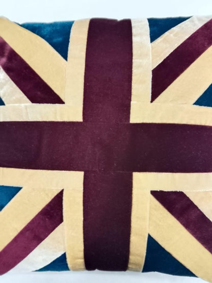 Velvet Royal Union Jack pillow cover, cushion cover,  pillow not included micro velvet fabric by HOME HEART Brands(made in India)