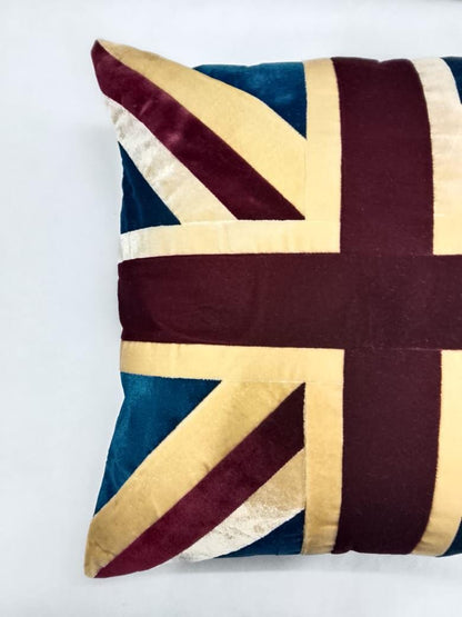 Velvet Royal Union Jack pillow cover, cushion cover, pillow not included micro velvet fabric by HOME HEART Brands(made in India)