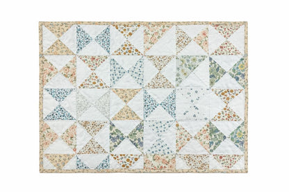 Hand made hand quilted placemats, tablemats, table topper,  patchwork Calico floral pinwheel 14"X19" by HOME HEART Brands (Made in India)