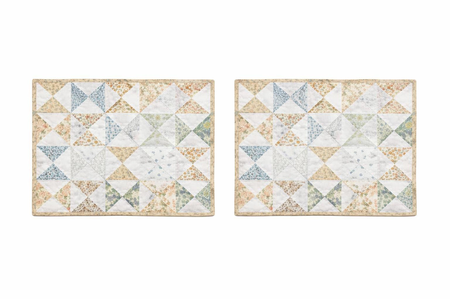Hand made hand quilted placemats, tablemats, table topper,  patchwork Calico floral pinwheel 14"X19" by HOME HEART Brands (Made in India)
