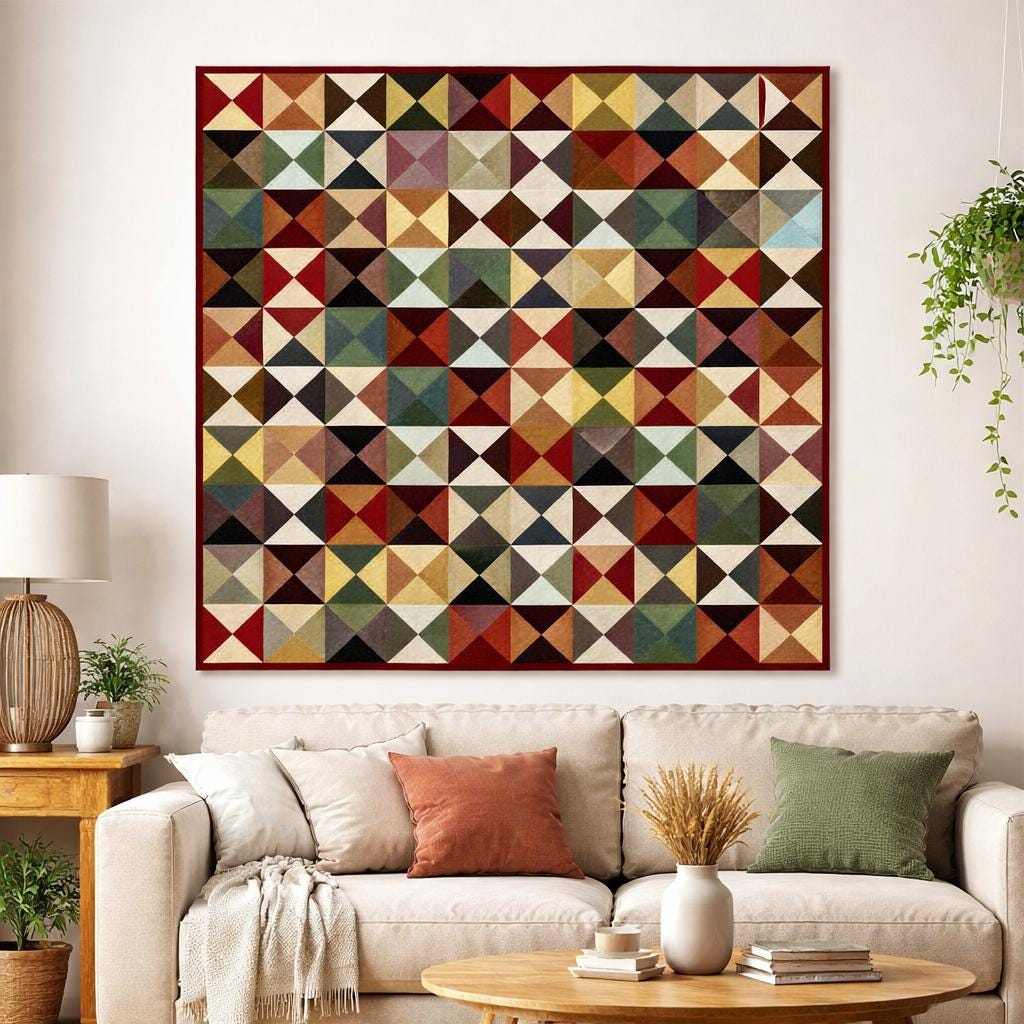 Wall hanging hand quilted quilt, Throws, Table topper, Baby Quilt Country pinwheel  Farmhouse Rustic Bedding cotton by HOME HEART Brands