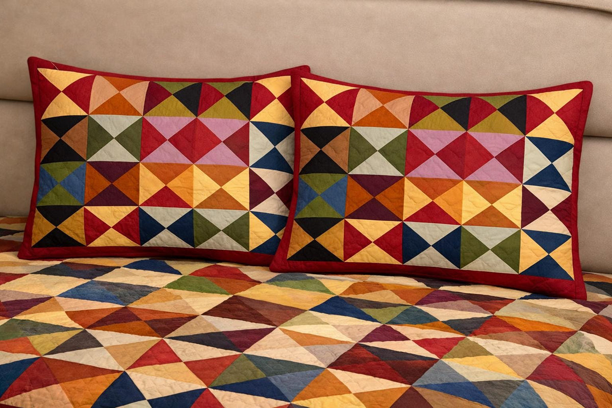 Pillow sham hand Quilted Country Farmhouse Primitive pinwheel Cotton pillow cover Quilt Vintage Country patchwork case ,Pillow Cover