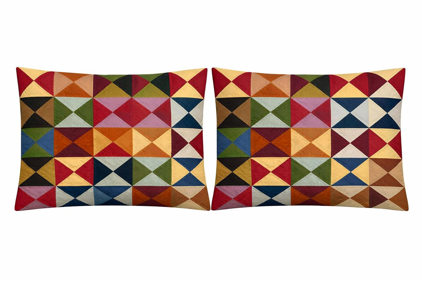 Pillow sham hand Quilted Country Farmhouse Primitive pinwheel Cotton pillow cover Quilt Vintage Country  patchwork case ,Pillow Cover