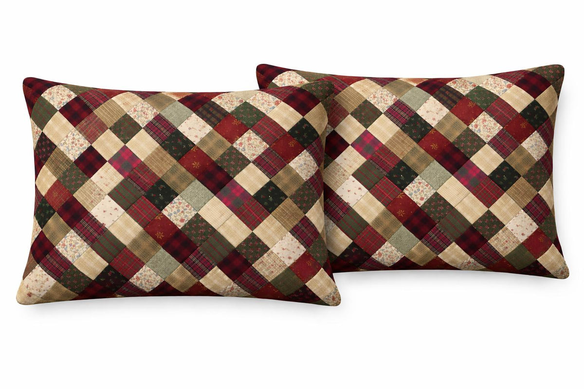 Primitive Patchwork Cotton hand Quilted Pillow Sham Farmhouse Sham patchwork case ,Pillow Cover