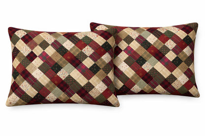 Primitive Patchwork Cotton hand Quilted Pillow Sham Farmhouse Sham patchwork case ,Pillow Cover