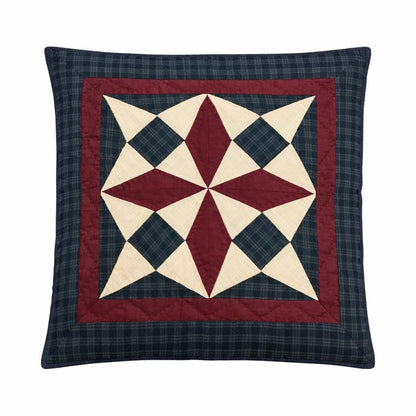 Hand quilted country spinning wheel Cushion Cover Patchwork Pillow | Primitive Farmhouse calico quilt by HOME HEART Brands(made in India)