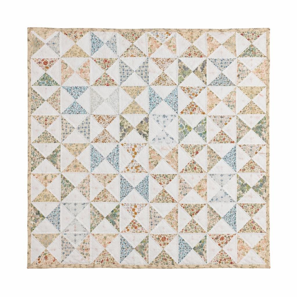Wall hanging hand quilted, Throws, Table topper, Baby Quilt Country pinwheel  Farmhouse calico floral quilt cotton by HOME HEART Brands