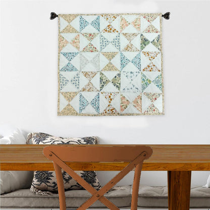 Wall hanging  hand quilted quilt, wall hanging, Table topper, Patchwork | Floral Quilt Decor | Primitive pinwheel Cotton Quilt