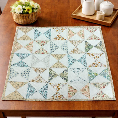Wall hanging  hand quilted quilt, wall hanging, Table topper, Patchwork | Floral Quilt Decor | Primitive pinwheel Cotton Quilt