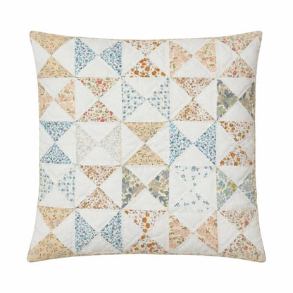 Hand made hand quilted calico floral Pinwheel patchwork pillow cover, cushion cover, throw pillow quilt by HOME HEART Brands(made in India)