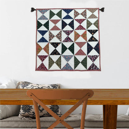 Wall hanging  hand quilted quilt, wall hanging, Table topper, Patchwork | Floral Quilt Decor | pinwheel Cotton Quilt