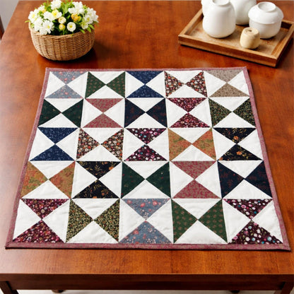 Wall hanging  hand quilted quilt, wall hanging, Table topper, Patchwork | Floral Quilt Decor | pinwheel Cotton Quilt