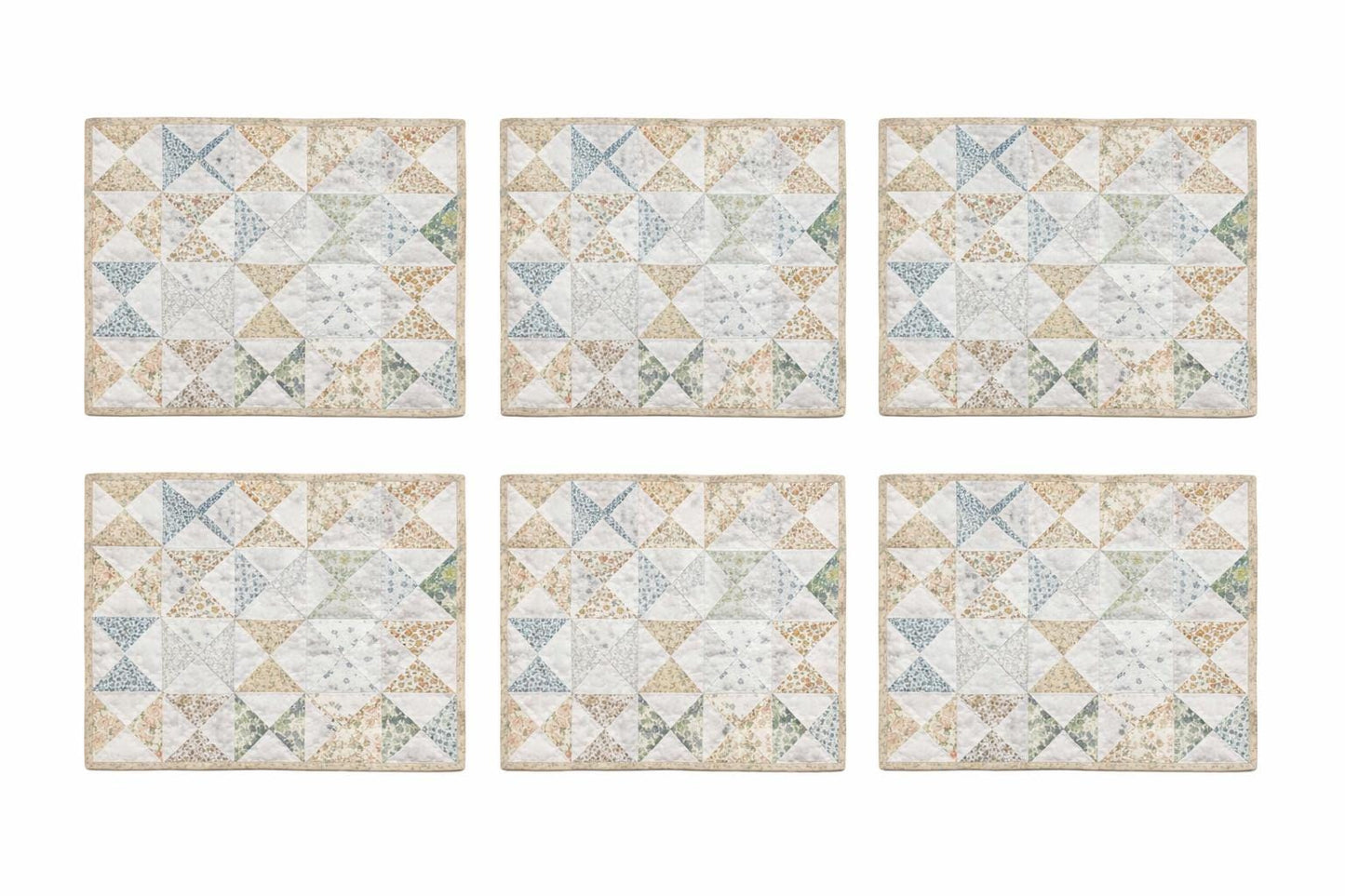 Hand made hand quilted placemats, tablemats, table topper,  patchwork Calico floral pinwheel 14"X19" by HOME HEART Brands (Made in India)
