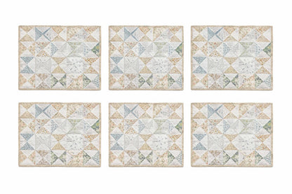 Hand made hand quilted placemats, tablemats, table topper,  patchwork Calico floral pinwheel 14"X19" by HOME HEART Brands (Made in India)