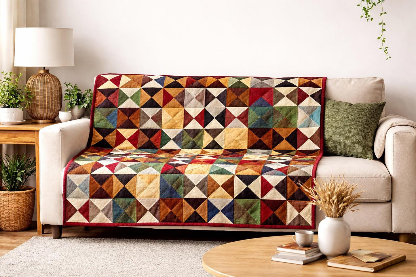 Wall hanging hand quilted quilt, Throws, Table topper, Baby Quilt Country pinwheel  Farmhouse Rustic Bedding cotton by HOME HEART Brands