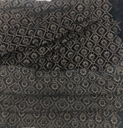 Fabric black Velvet Fabric Heavy Embroidery, Floral Trellis Design, Upholstery Fabric for Sofa Cushion Curtains by Home Heart Brands INDIA