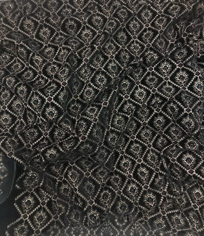Fabric black Velvet Fabric Heavy Embroidery, Floral Trellis Design, Upholstery Fabric for Sofa Cushion Curtains by Home Heart Brands INDIA