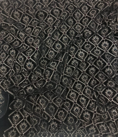 Fabric black Velvet Fabric Heavy Embroidery, Floral Trellis Design, Upholstery Fabric for Sofa Cushion Curtains by Home Heart Brands INDIA