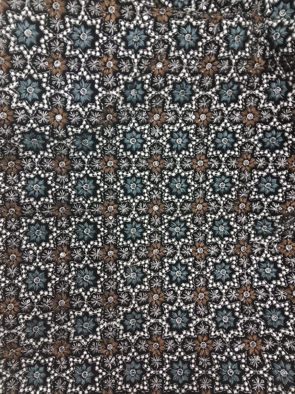 Star Embroidered black Velvet Fabric Luxury geometric design Upholstery  Fabric for Sofa Cushion by Home Heart Brands INDIA