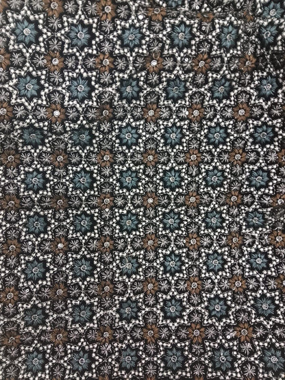 Star Embroidered black Velvet Fabric Luxury geometric design Upholstery  Fabric for Sofa Cushion by Home Heart Brands INDIA