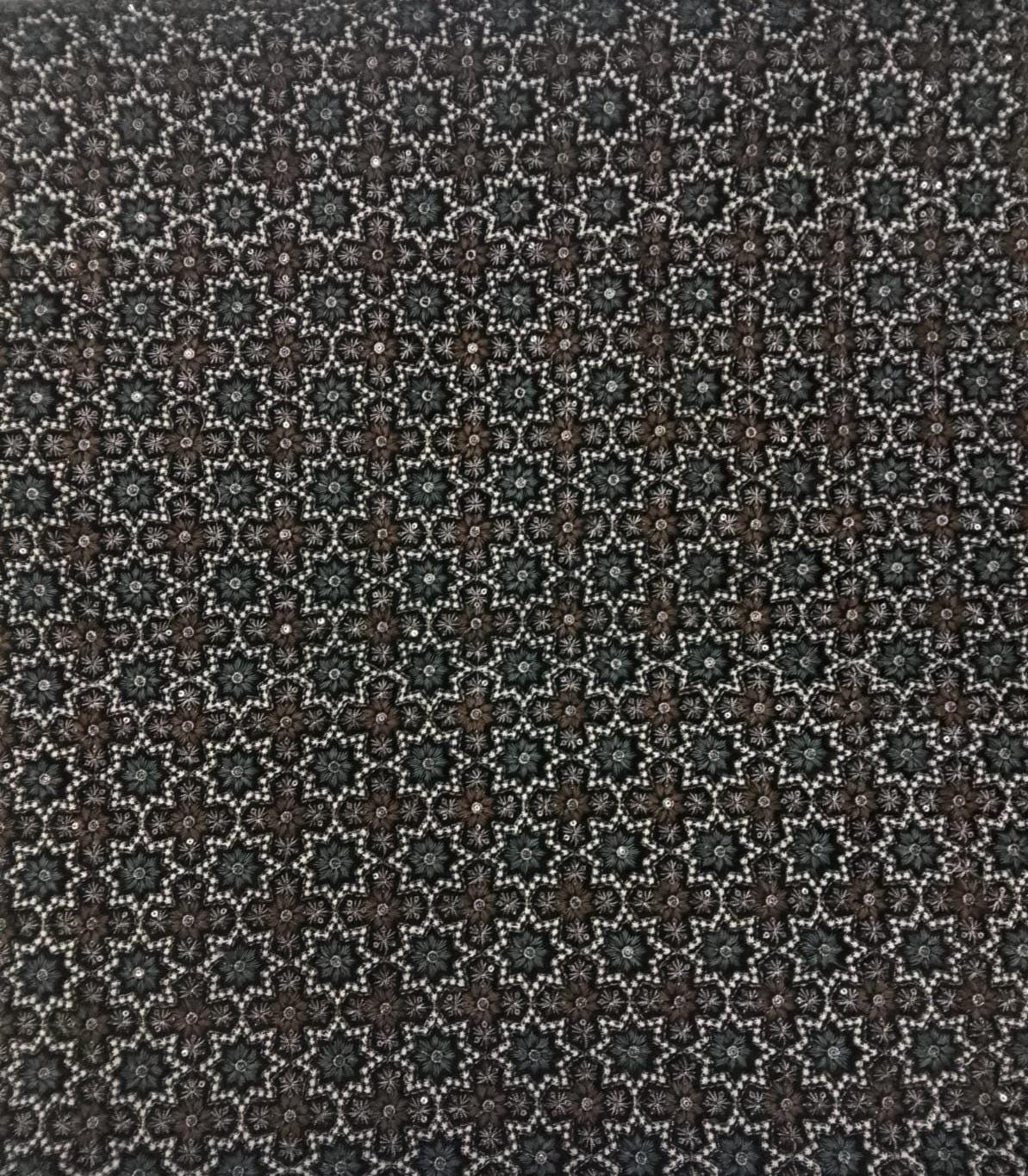 Star Embroidered black Velvet Fabric Luxury geometric design Upholstery  Fabric for Sofa Cushion by Home Heart Brands INDIA