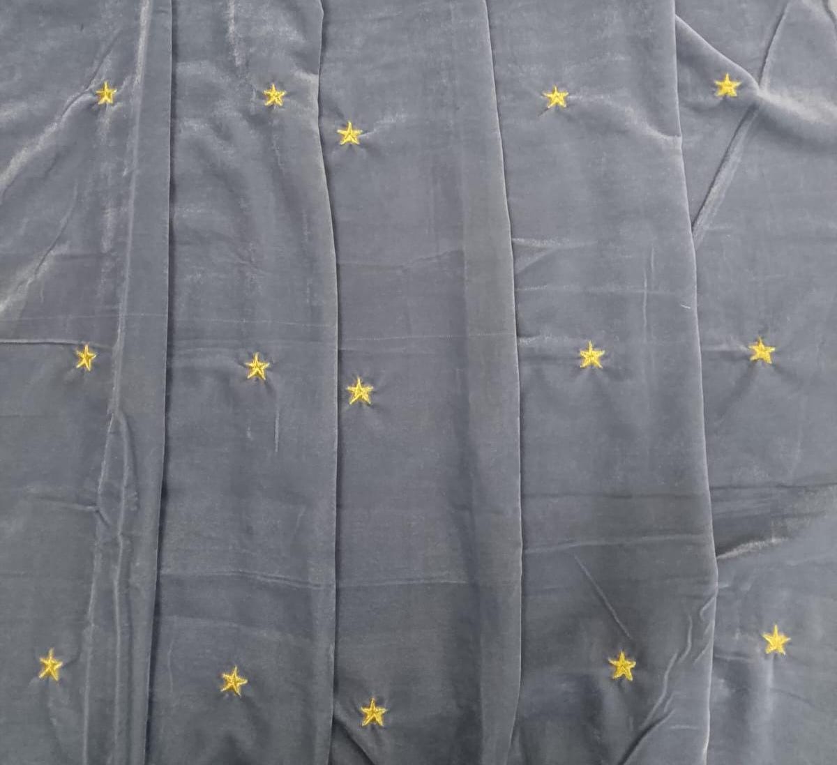 Fabric micro velvet crafted gold star embroidered soft fabric 42” wide choose your yard collection by HOME HEART Brands (Made in India)