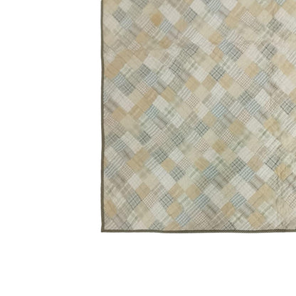 Hand Quilted Patchwork Wall Hanging, Throw, Baby quilt 46x46 Inch, Neutral Khaki & Beige Plaid Quilt, Farmhouse Country Decor by HOME HEART