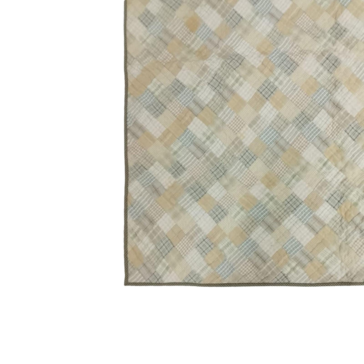 Hand Quilted Patchwork Wall Hanging, Throw, Baby quilt 46x46 Inch, Neutral Khaki & Beige Plaid Quilt, Farmhouse Country Decor by HOME HEART