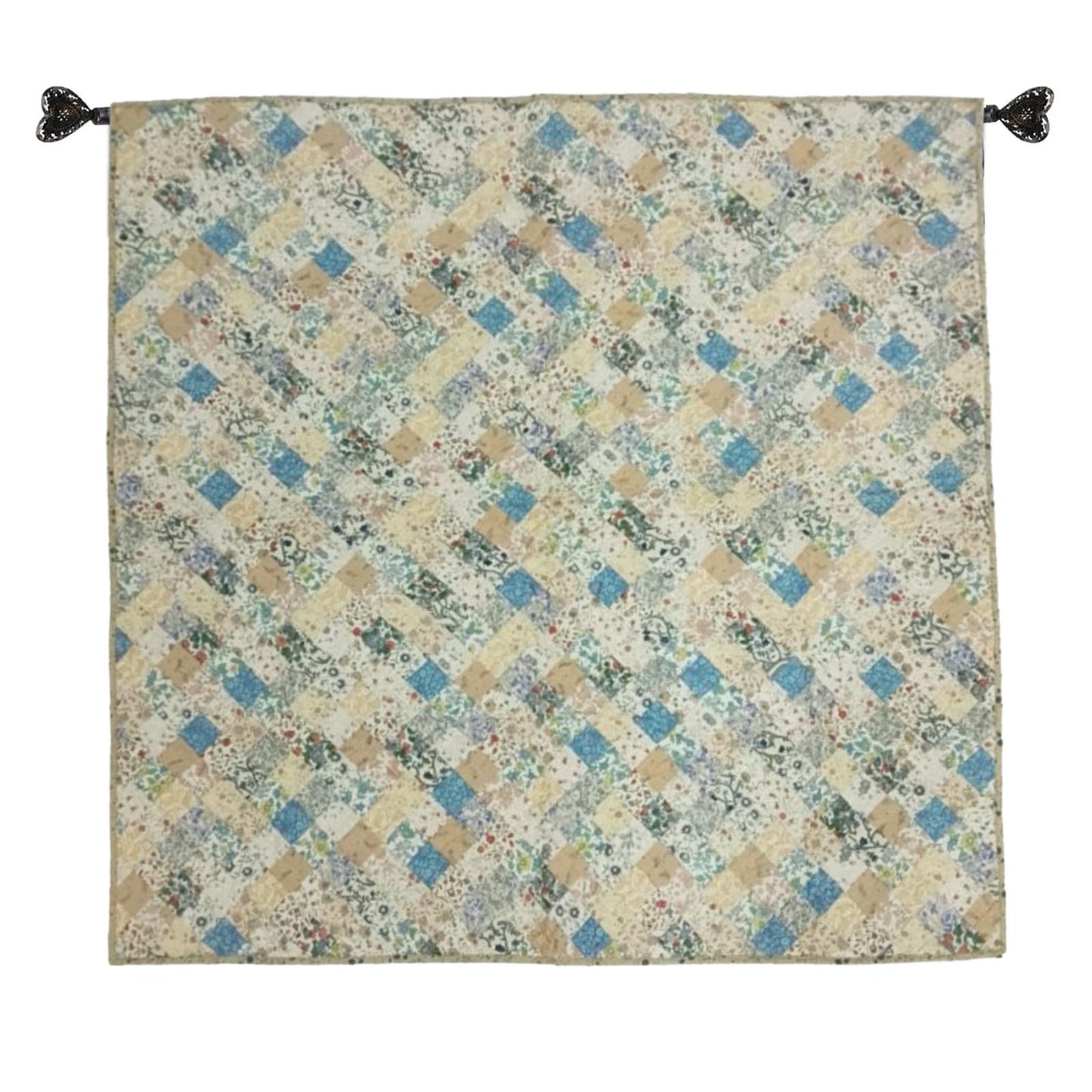 Hand Quilted Patchwork Wall Hanging, Throw, Baby quilt 46"x46" Inch, Floral Calico Throw Quilt, Farmhouse Country Decor by HOME HEART
