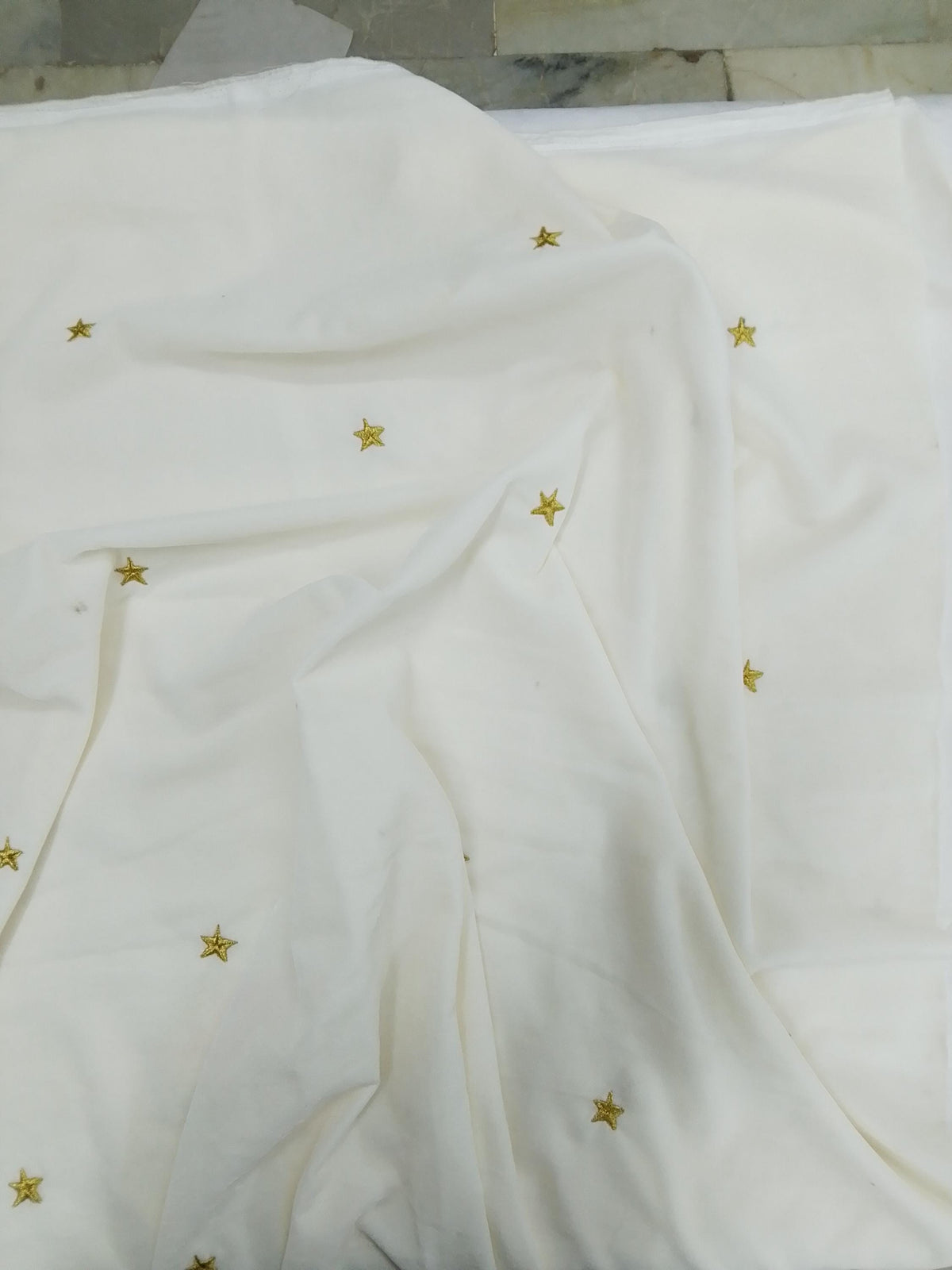 Fabric micro velvet crafted gold star embroidered soft fabric 42” wide choose your yard collection by HOME HEART Brands (Made in India)