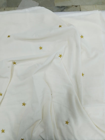 Fabric micro velvet crafted gold star embroidered soft fabric 42” wide choose your yard collection by HOME HEART Brands (Made in India)