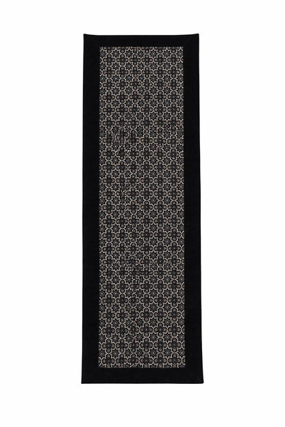 Black Velvet Table Runner, Star Embroidered Reversible Runner, Luxury Dining Table Decor made in India by HOME HEART Brands