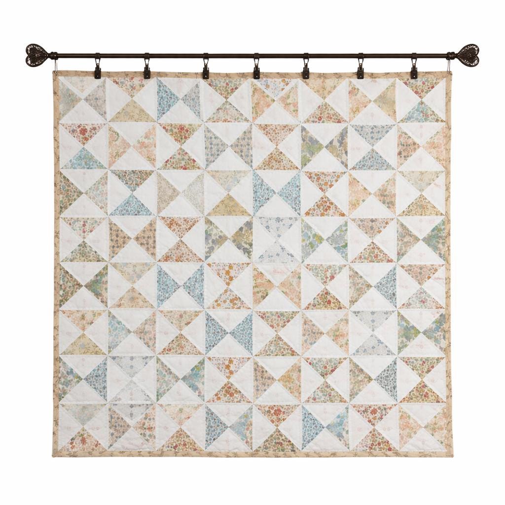 Wall hanging hand quilted, Throws, Table topper, Baby Quilt Country pinwheel  Farmhouse calico floral quilt cotton by HOME HEART Brands