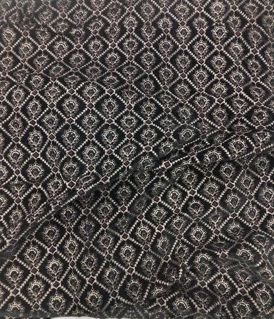 Fabric black Velvet Fabric Heavy Embroidery, Floral Trellis Design, Upholstery Fabric for Sofa Cushion Curtains by Home Heart Brands INDIA