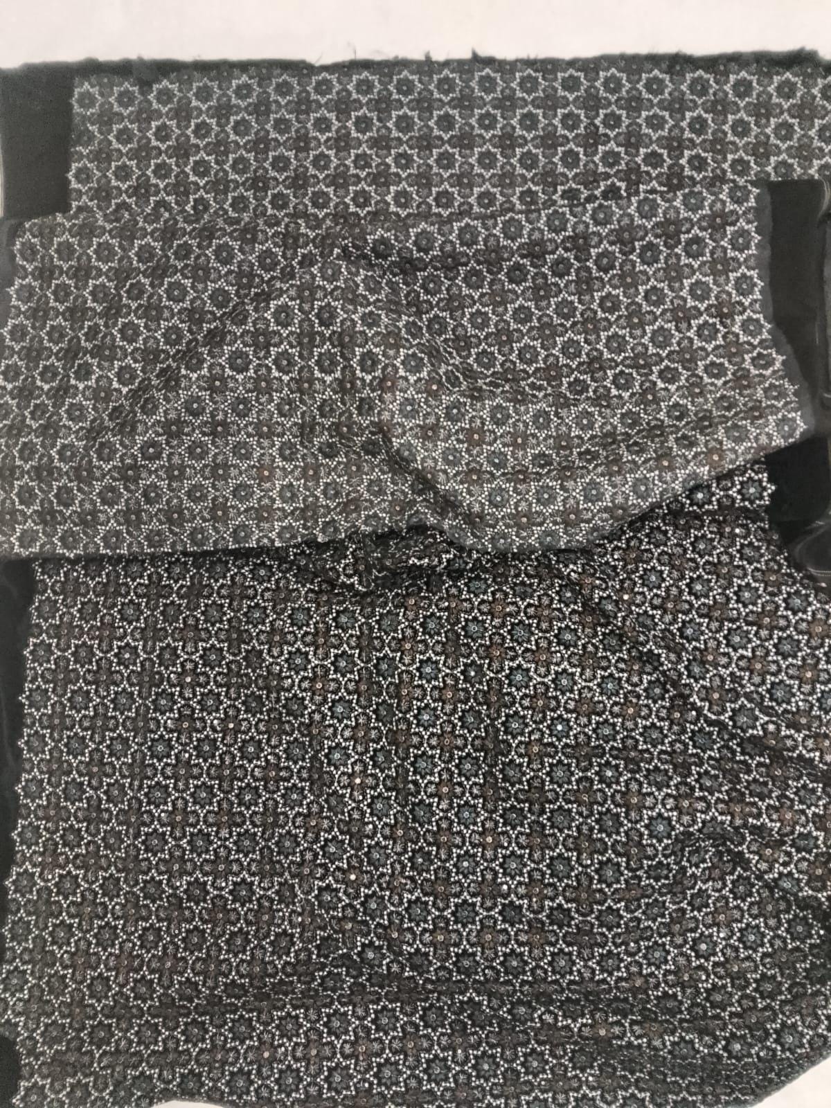 Star Embroidered black Velvet Fabric Luxury geometric design Upholstery  Fabric for Sofa Cushion by Home Heart Brands INDIA