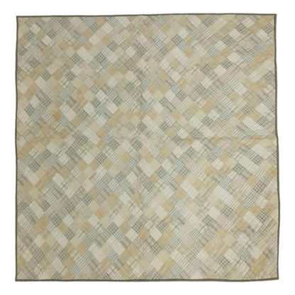 Hand Quilted Patchwork Wall Hanging, Throw, Baby quilt 46x46 Inch, Neutral Khaki & Beige Plaid Quilt, Farmhouse Country Decor by HOME HEART