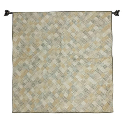 Hand Quilted Patchwork Wall Hanging, Throw, Baby quilt 46x46 Inch, Neutral Khaki & Beige Plaid Quilt, Farmhouse Country Decor by HOME HEART