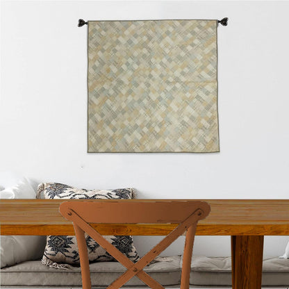 Hand Quilted Patchwork Wall Hanging, Throw, Baby quilt 46x46 Inch, Neutral Khaki & Beige Plaid Quilt, Farmhouse Country Decor by HOME HEART