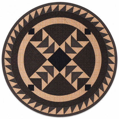 Hand made Hand quilted  round Table Topper Primitive flying geese plaid quilt by Home Heart brands (Made in India)