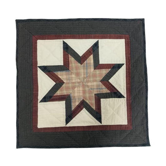 Hand made Hand quilted wall hanging, Table Topper 20"x20" Star burst plaid quilt by Home Heart brands (Made in India)