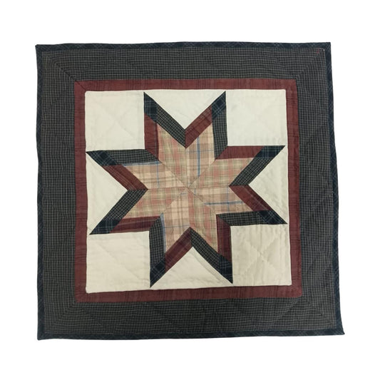 Hand made Hand quilted wall hanging, Table Topper 20"x20" Star burst plaid quilt by Home Heart brands (Made in India)