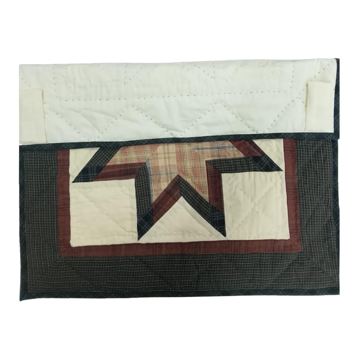 Hand made Hand quilted wall hanging, Table Topper 20"x20" Star burst plaid quilt by Home Heart brands (Made in India)