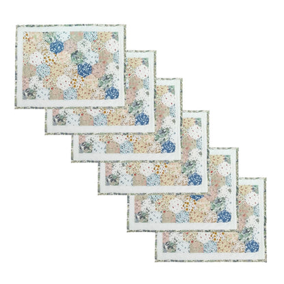 quilted Hexagon placemats tablemats patchwork Calico Country Floral 14"X19" by HOME HEART Brands (Made in India)